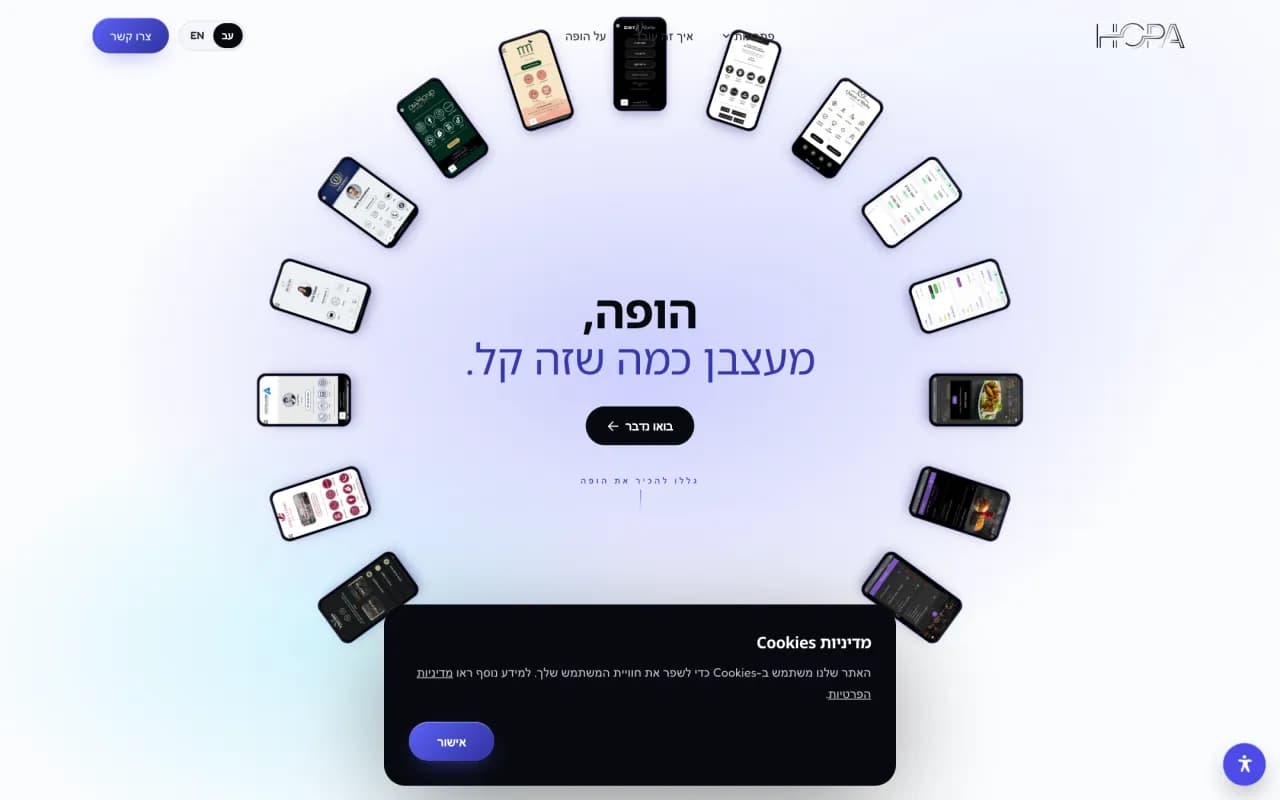 צילום מסך מהאתר של הופה דיגיטל